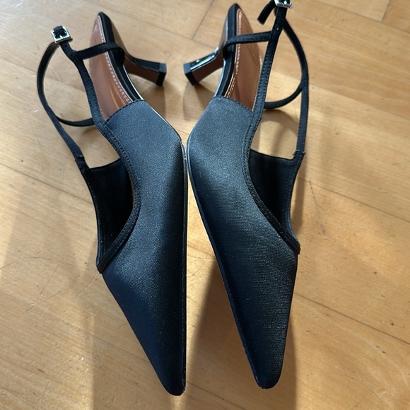 ASOS design black satin sling heels - Picture 10 of 11